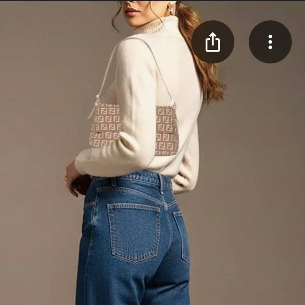 Fendi Beige and Cream FF Logo Shoulder Bag with Gold Hardware - Picture 11 of 15